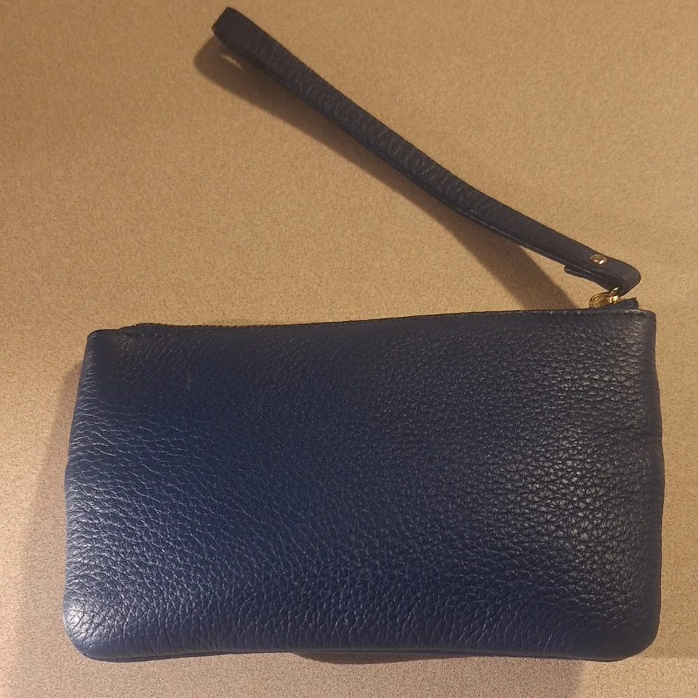 Kate Spade Blue Pebbled Leather Wristlet